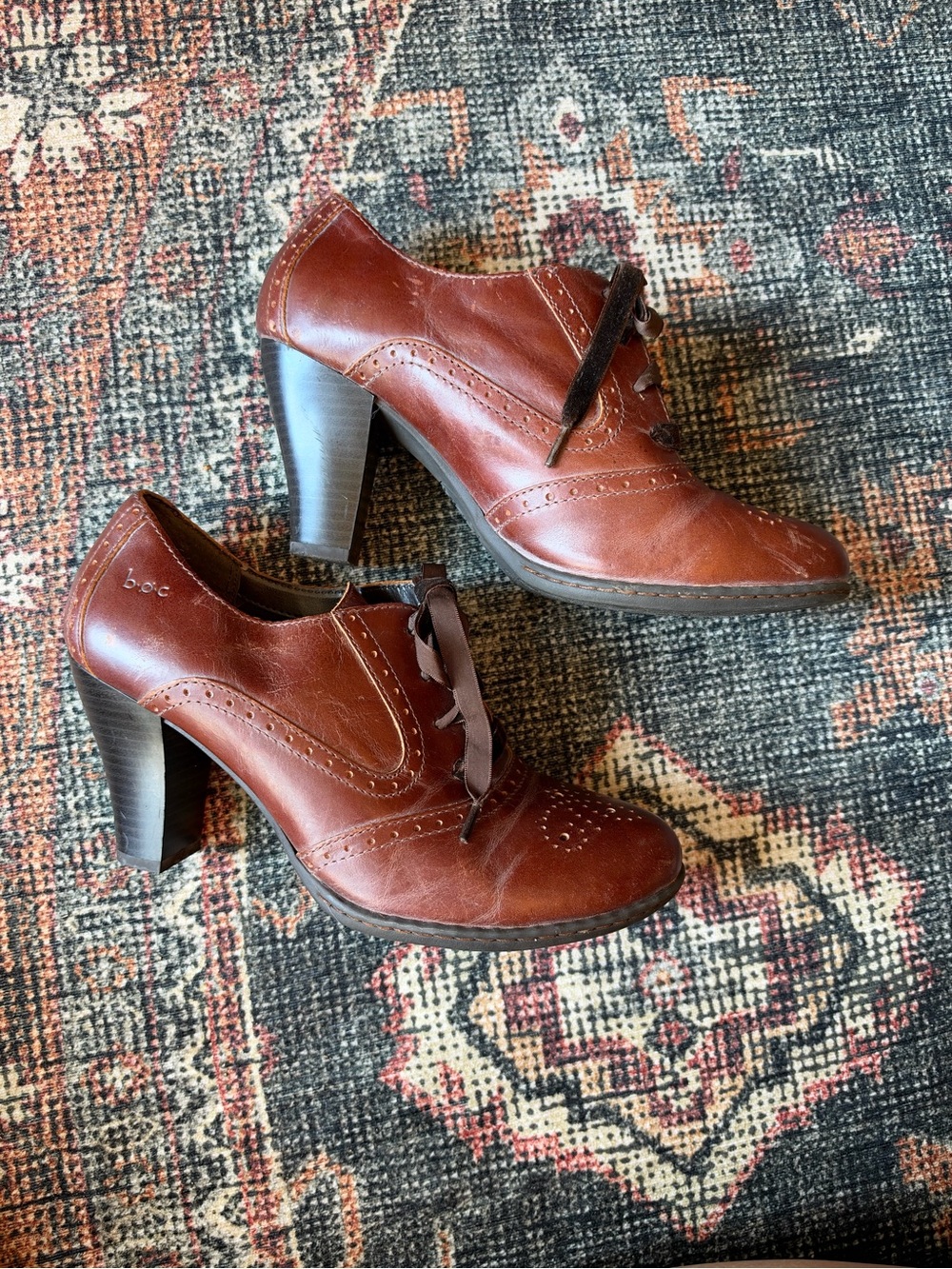 BOC Brown Leather Lace-Up Women's Heel